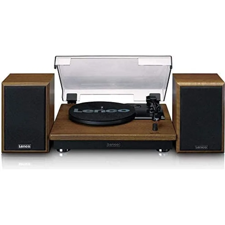 Lenco LS-100 - Hi-Fi Plattenspieler mit Bluetooth 5.0 - Externe Lautsprecher - 2 x 10 Watt RMS - Riemenantrieb - Auto-Stopp - Holz