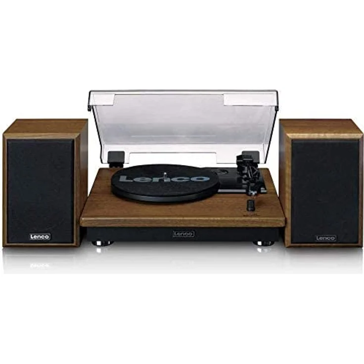 Lenco LS-100 - Hi-Fi Plattenspieler mit Bluetooth 5.0 - Externe Lautsprecher - 2 x 10 Watt RMS - Riemenantrieb - Auto-Stopp - Holz – Bild 1