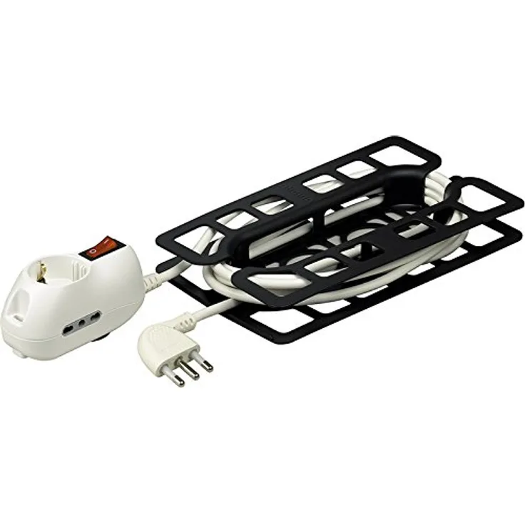 Bticino 3635db Verlängerung häuslicher btre mit Stecker 16 A, 2 Steckdosen 10-16 A und 1 Stecker P30 und beleuchtetem Schalter, Länge 5 m, weiß