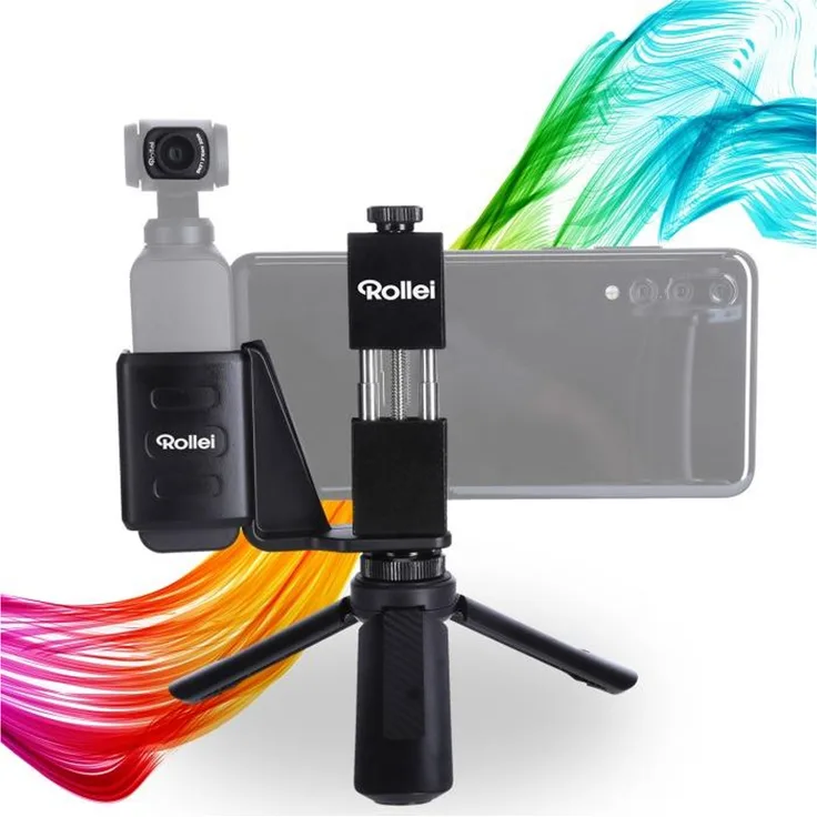 Rollei DJI Osmo Pocket Zubehör-Set VLOG I Mini-Stativ, Smartphone-Halterung, Wide Angle Lens I Geeignet für Vlogger, Content Creator & Influencer