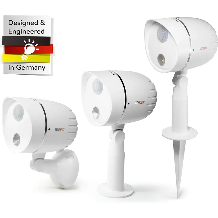 Technaxx LED-Aussenlampe TX-107 Batteriebetriebene LED-Lampe mit PIR-Bewegungserkennung für Garten Terrasse etc.