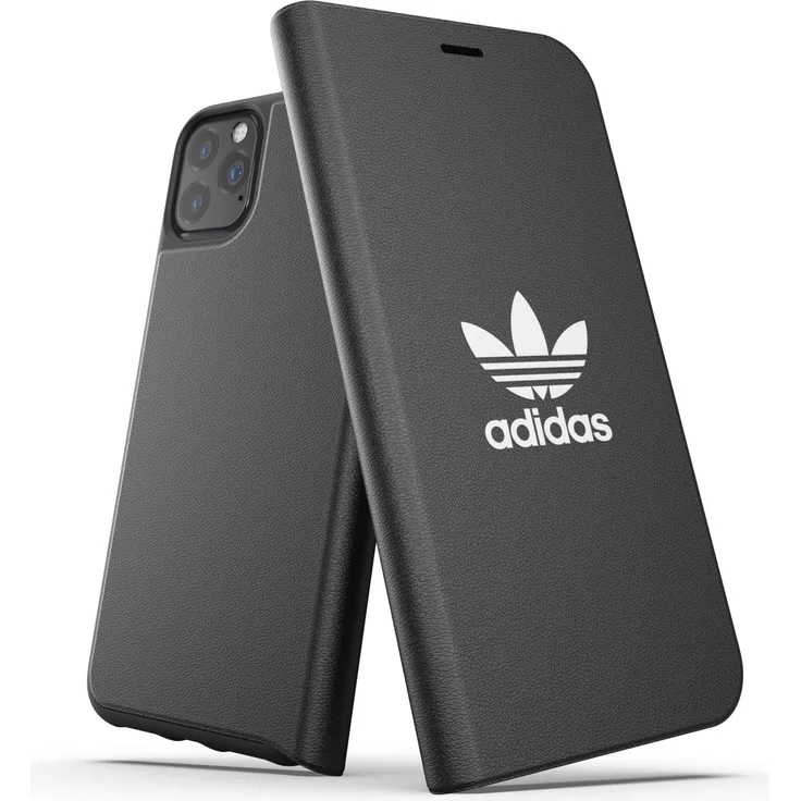 adidas Originals Kompatibel mit iPhone 11 Pro Max Hülle, Folio Schutz Booklet Handyhülle - Schwarz