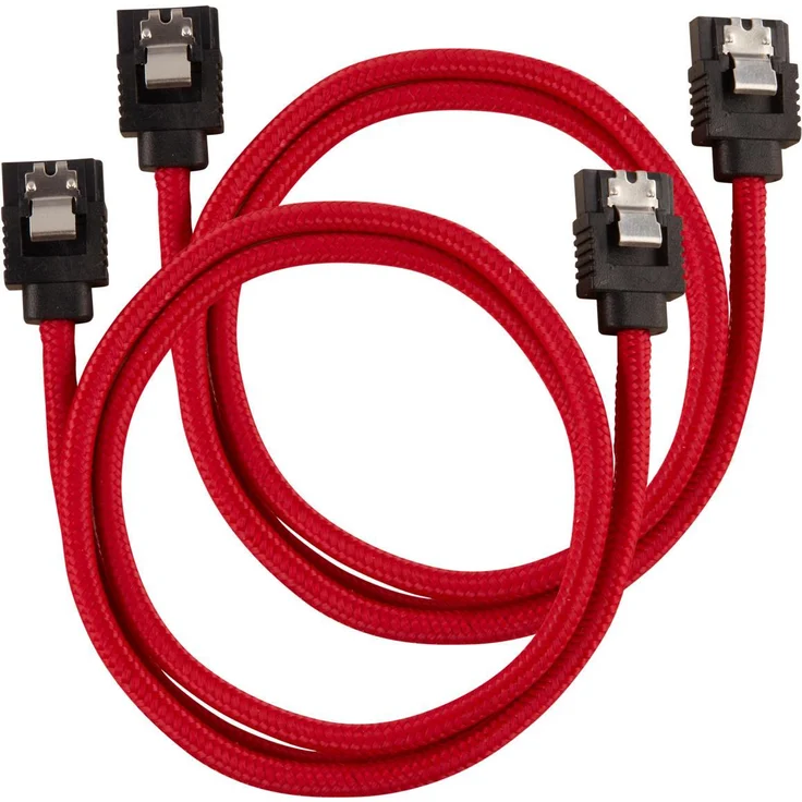 CORSAIR Premium Sleeved - SATA-Kabel - Serial ATA 150/300/600 - SATA (M) bis SATA (M) - 60cm - Rot (Packung mit 2) (CC-8900254) – Bild 1