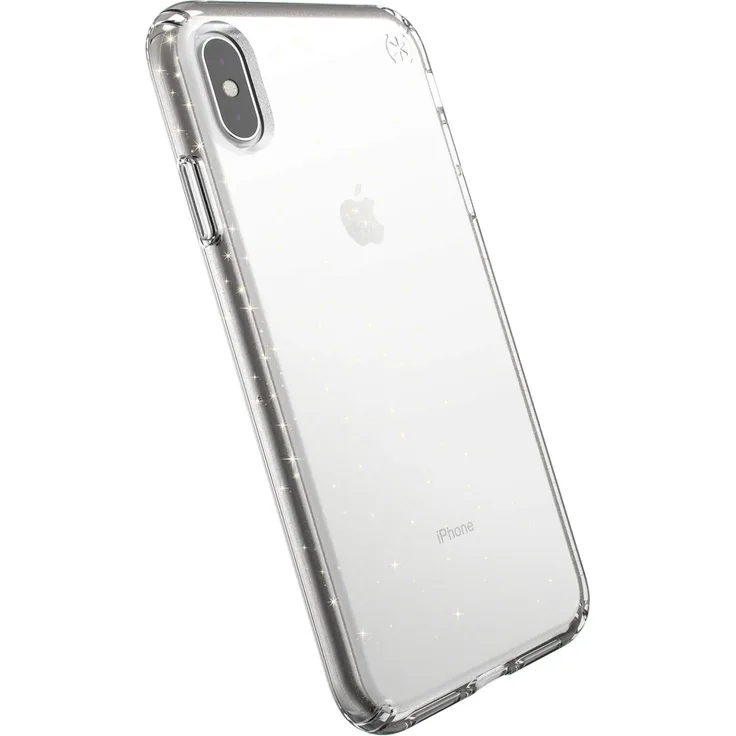 Speck iPhone XS Max Schutzhülle Funkeln Handyhülle Schützende Hülle Tasche Dünne Schale Hardcase Beständig für Apple iPhone XS Max - Presidio Clear + Glitter - Transparent-Goldglitzer