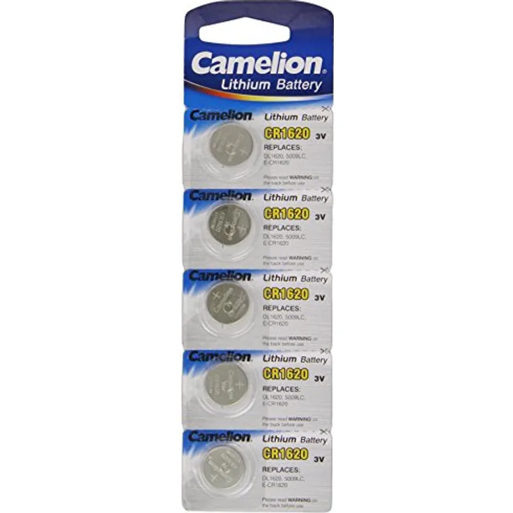 Camelion 13005620 Lithium Knopfzelle CR1620, 3V, 5er-Pack, Blister