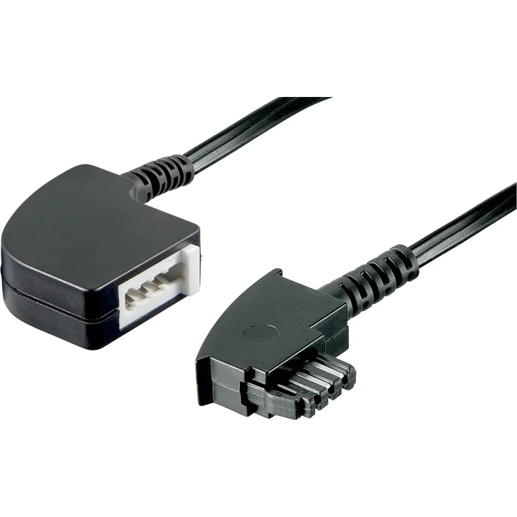 Goobay 50242 TAE-F Verlängerung 4 polig, TAE-F-Stecker für TAE-F-Buchse, 3m Rundkabel, Schwarz – Bild 1