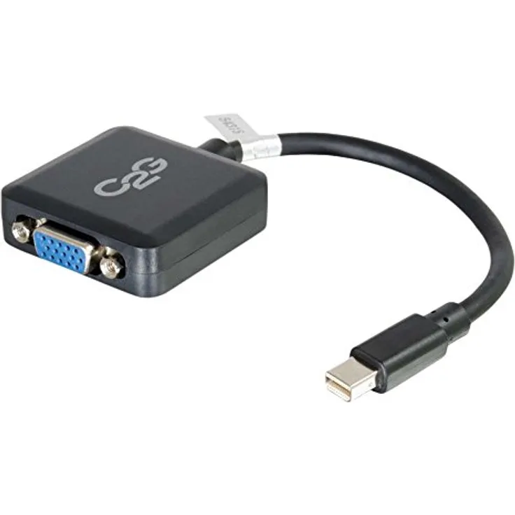 C2G 20 cm Mini DisplayPort männlich zu VGA Weiblich Adapter Konverter, Schwarz Schwarz