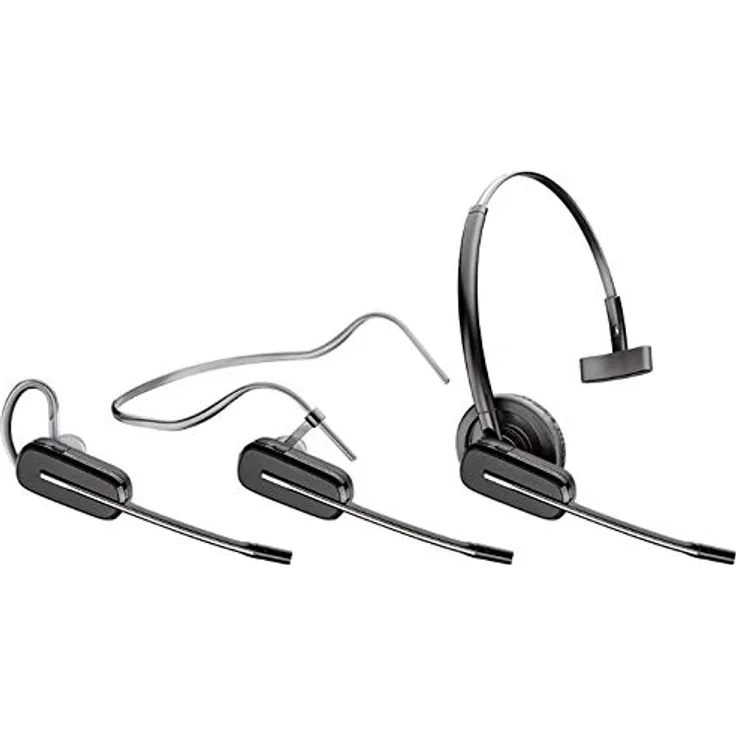 Plantronics DECT-Mono-Headset 'Savi W8240' konvertibel, mit Basisstation, Überkopfbügel + Nackenbügel und Ohrhaken, SoundGuard, Schwarz