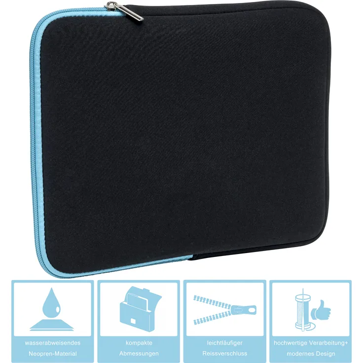 Slabo Tablet Tasche für Samsung Galaxy Tab S6 Hülle Case Neopren - TÜRKIS / SCHWARZ
