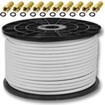 100m 135dB Sat Koaxialkabel Koax Kabel FullHD UltraHD 4K 4-fach geschirmt für DVB-S / S2 DVB-C und DVB-T BK Anlagen PremiumX mit 10 x F-Stecker Gratis