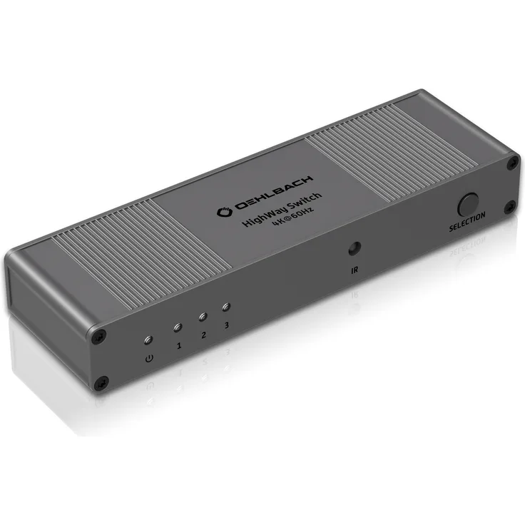 Oehlbach HighWay Switch - HDMI 2.0 Verteiler 3:1 - UltraHD HDMI-Adapter mit Fernbedienung (3 In 1 Out Schalter, 4K, HDR, Dolby Vision, 3D, 1080p, 2160p, UHD, 4K mit 60Hz) - Metallic-braun