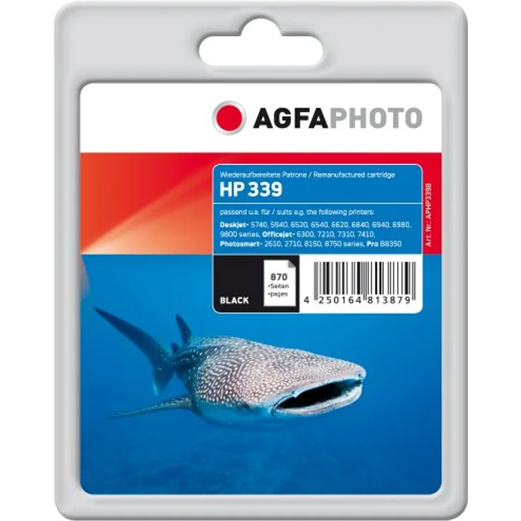 AgfaPhoto Tintenpatrone schwarz kompatibel zu HP339 (C8767EE) geeignet für HP Deskjet 5740-6520-6540