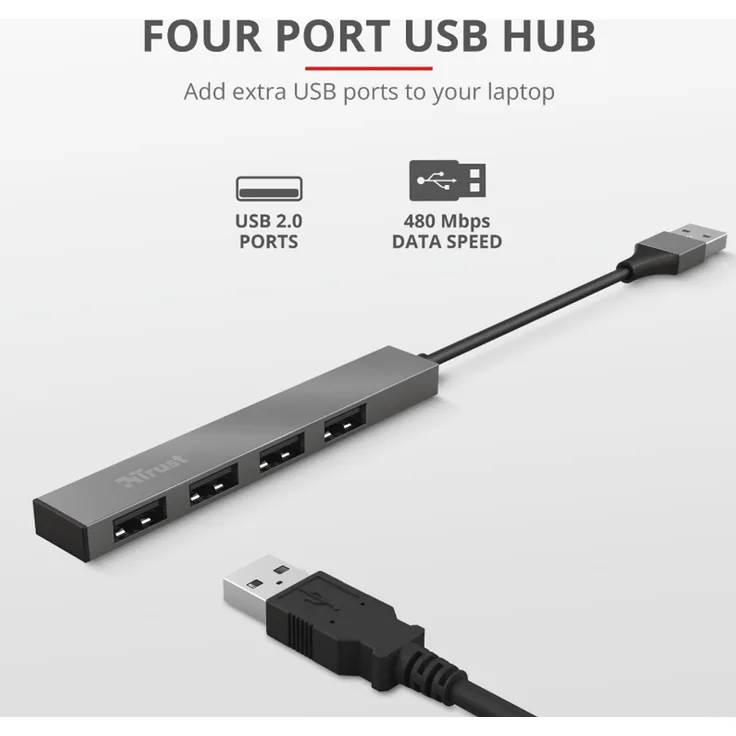 TRUST HALYX 4-PORT MINI USB HUB Schwarz (17550112103)