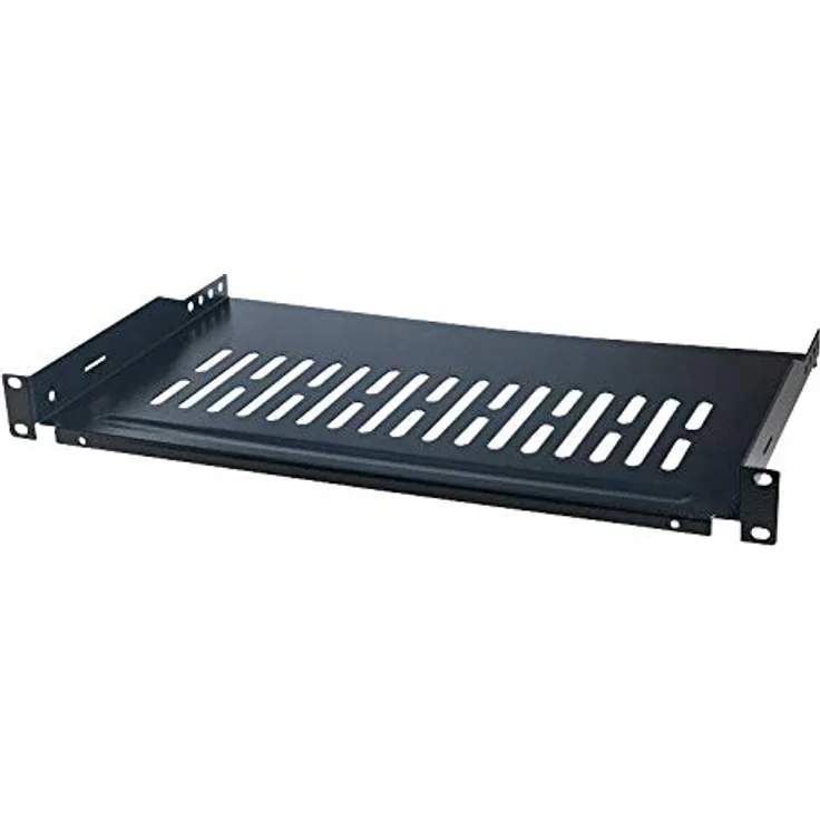 LogiLink SF1C35B - 19'' Einschubfach (1 HE) für Stand-, Serverschränke mit Mind. 350mm Tiefe, max. 10kg Tragkraft, Schwarz