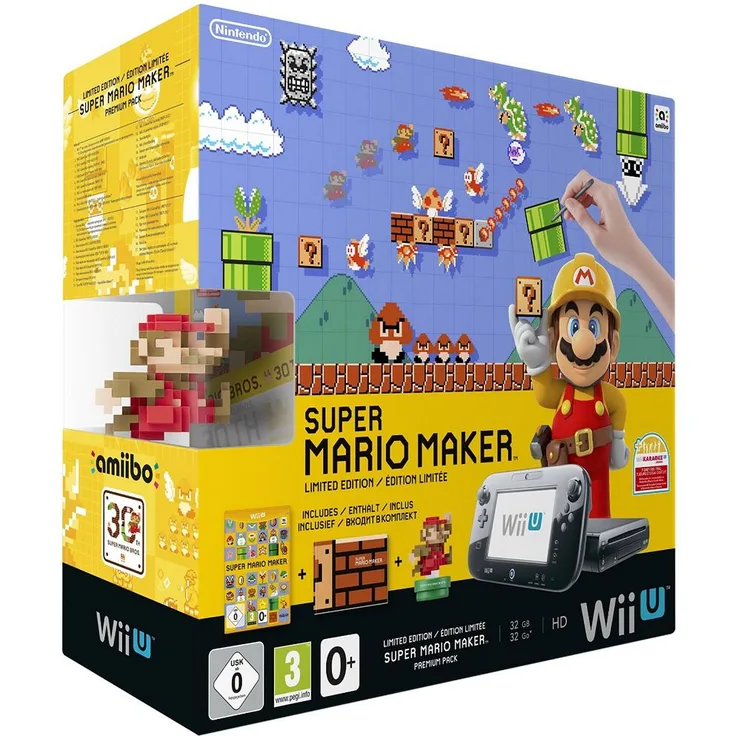 Nintendo Wii U Premium Pack Schwarz 32GB Bundle inkl. Super Mario Maker