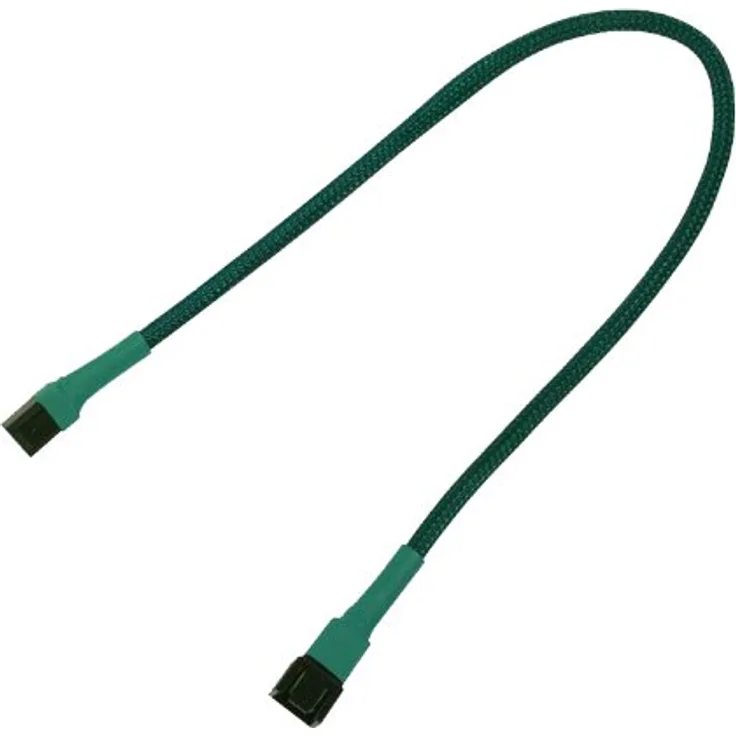 Nanoxia 900500000 3-Pin Molex Verlängerungskabel, 30 cm, Grüner Sleeve