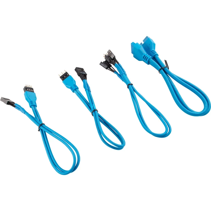Corsair Premium Sleeved Front Panel Extension Kabel Verlängerungskit, Blau – Bild 1