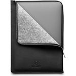 Woolnut Leder Folio Zipper Sleeve Case Hülle Tasche für MacBook Pro 13 & Air 13 Zoll - Schwarz