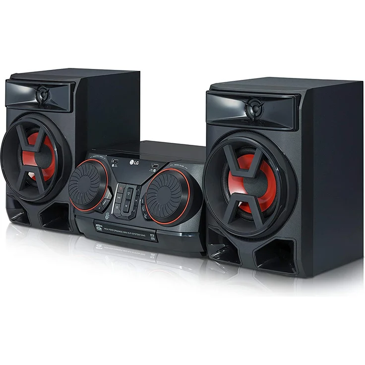 LG CK43 Mini HiFi System mit CD, Radio und USB Eingang Chrom-Schwarz-Rot – Bild 2