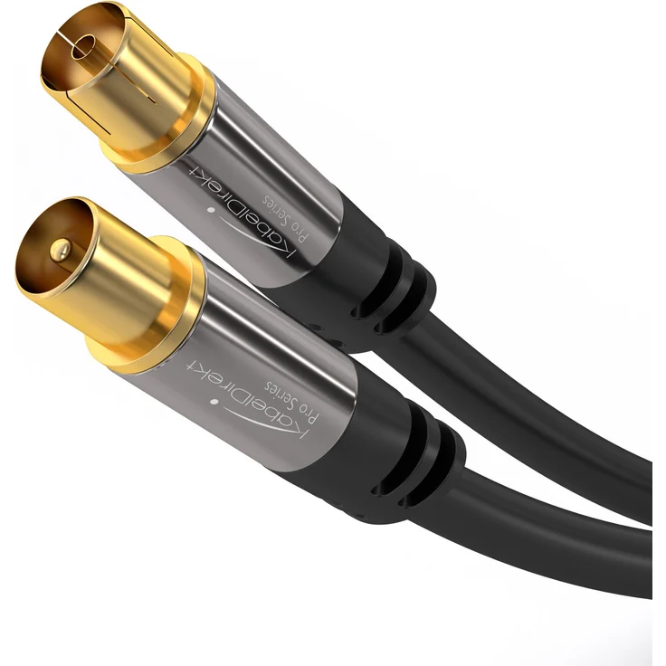KabelDirekt Antennenkabel - 3m - (durchgäng. Schirmung, 75 Ohm, Koax Stecker > Koax Kupplung, Premium Koaxialkabel, TV, HDTV, Radio, Kabelfernsehen DVB-T, DVB-C, DVB-S, DVB-S2, UKW, DAB, DAB+) – Bild 1