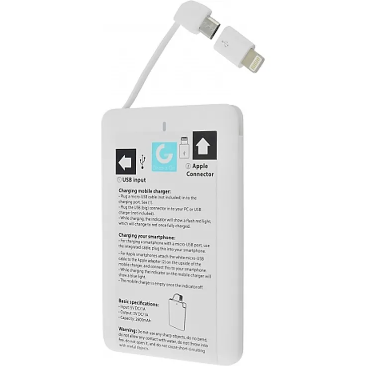 Emporia AXXTRA Flat Powerbank 2600mAH White (4 Stück) (PB-GNG-W)