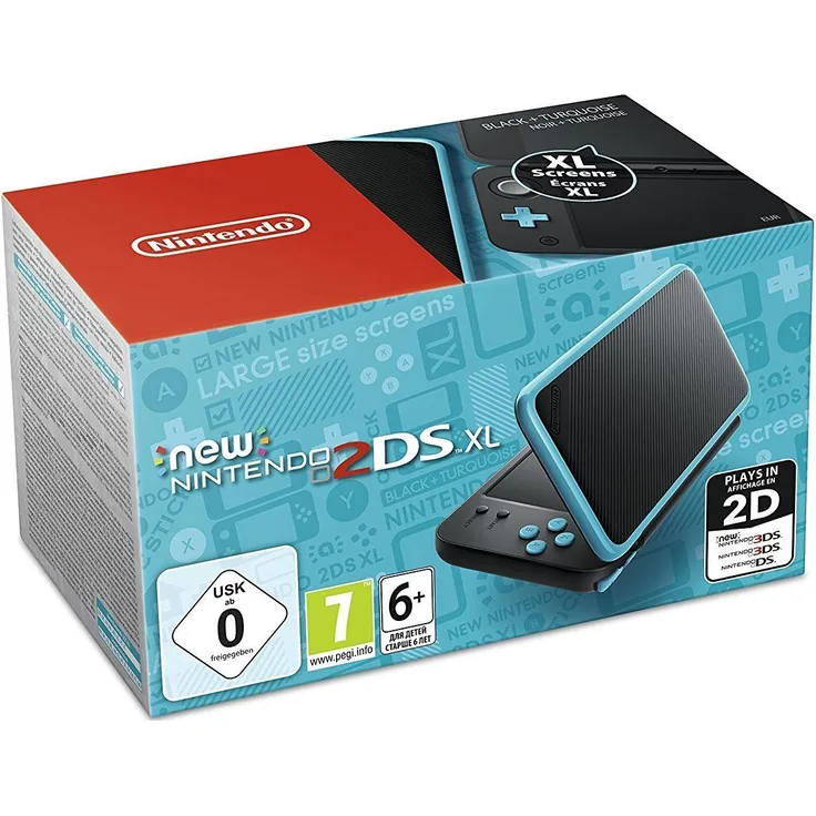 New Nintendo 2DS XL Schwarz-Türkis 256MB & 4GB Speicherkarte
