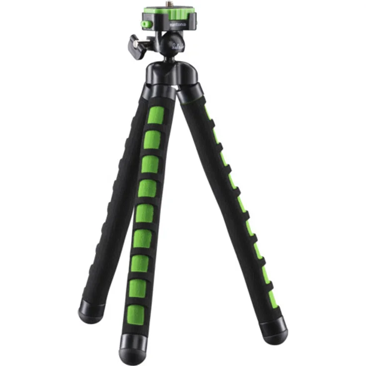 Mantona kaleido Flex leichtes Flex Stativ (mit hochwertigem 360° Kugelkopf, geeignet für Digital und Videokameras, Smartphones und Action Cams) lime green