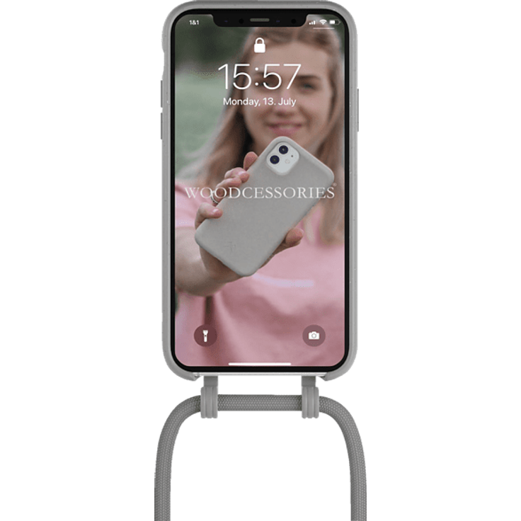 Woodcessories Necklace Case Backcover, geeignet für Apple iPhone 11, Xr, Grau