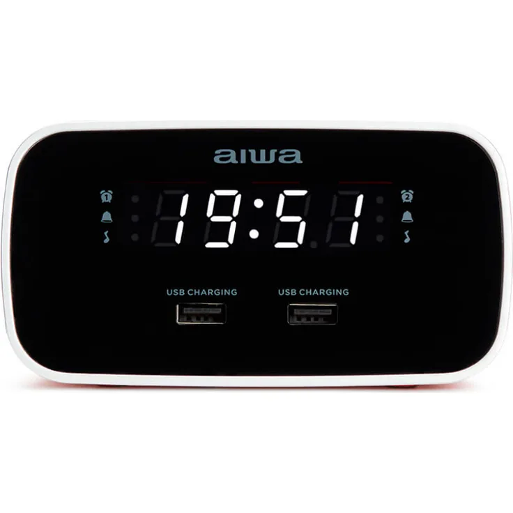 Aiwa CRU-19RD Radiowecker in rot LED-Display USB Ladefunktion Dimmer Alarmfunkti