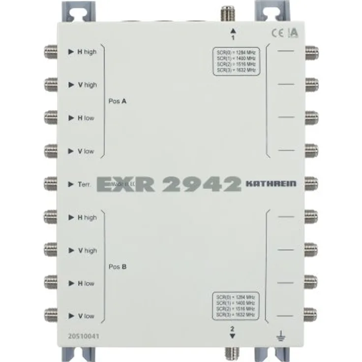 Kathrein EXR 2942 Satelliten-ZF-Verteilsystem Einkabel-Multischalter (2 Satelliten, 2x4 Teilnehmeranschlüsse, Klasse A)