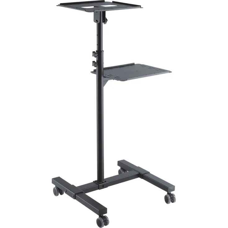 PureMounts PM-PCART-10 - Neigbarer Projektionswagen - Projektionstisch für Beamer und Projektor, flexibel einstellbar (950mm bis 1450mm), feststellbare Rollen, Tragkraft 10kg, Farbe schwarz