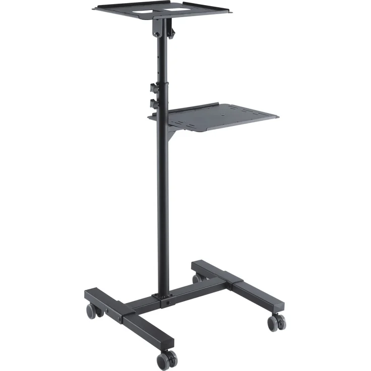 PureMounts PM-PCART-10 - Neigbarer Projektionswagen - Projektionstisch für Beamer und Projektor, flexibel einstellbar (950mm bis 1450mm), feststellbare Rollen, Tragkraft 10kg, Farbe schwarz