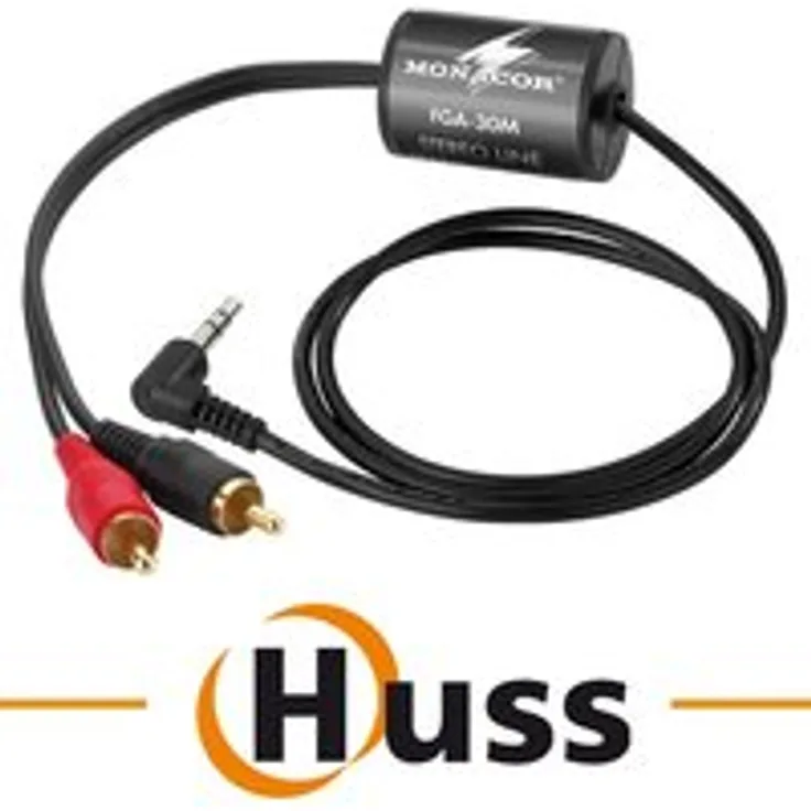 MONACOR FGA-30M Massetrennfilter, 2 Cinch, 3.5 mm Stereo-Klinke schwarz