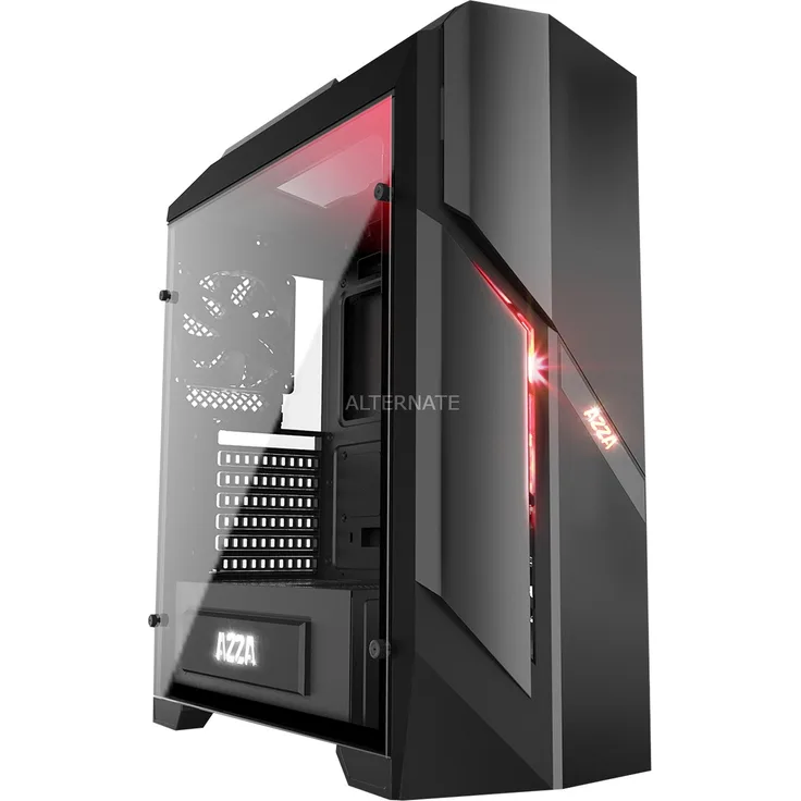 AZZA Fotos 250 X Gaming Fall mit Tempered Glas Seite Panel – Schwarz