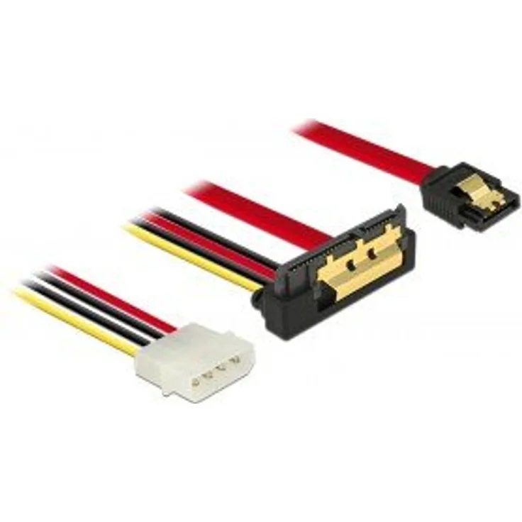 DeLOCK - SATA-Kabel - Serial ATA 150/300/600 - interne Stromversorgung, 4-polig, SATA gerade bis SATA Combo (R) nach unten gewinkelt - 30 cm (85231)