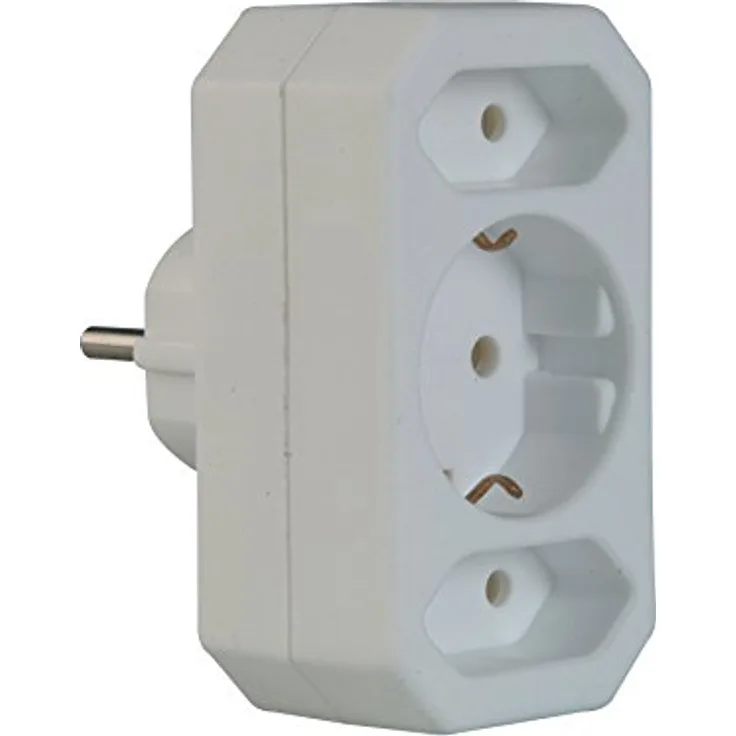 UNITEC 43426L Schuko--Euroadapter 1xSchuko 2xEuro weiß,