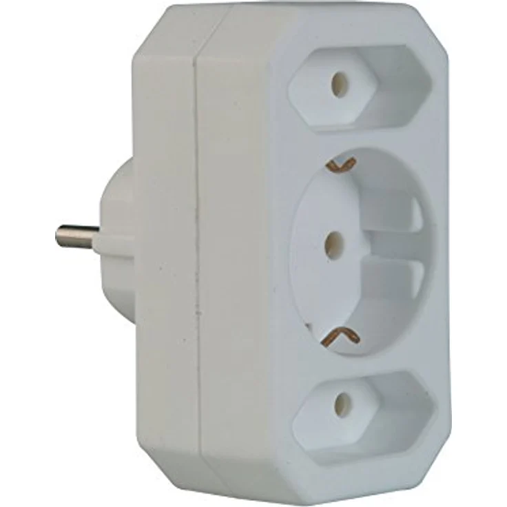 UNITEC 43426L Schuko--Euroadapter 1xSchuko 2xEuro weiß,
