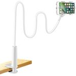 Handyhalter, LONZOTH handy halterung Schwanenhals Halter Universal Ständer für iPhone Smartphone Handy Tablet 360?Drehen (Weiß)