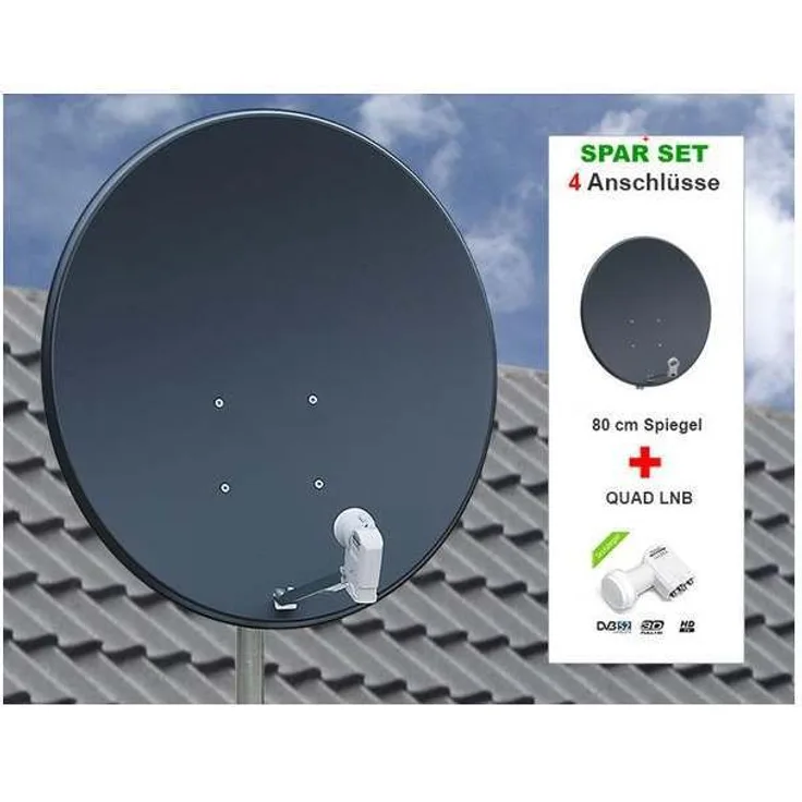 Schwaiger Sat-Anlage Quad LNB (mit Switch) 4 TN anthrazit