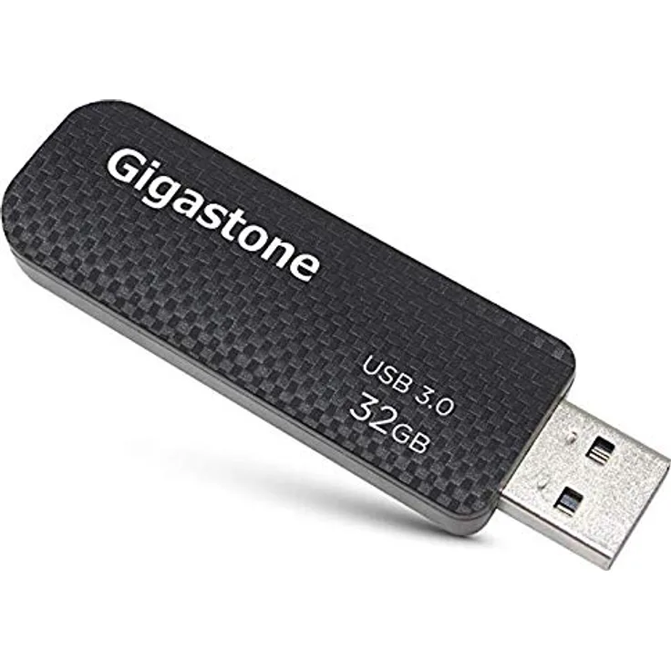 Gigastone USB-Stick (32 GB, USB 3.0, Kappenlos, einziehbares Design, Karbonfaser, für PC, Windows Linux, Apple Mac, Desktop, Laptop)