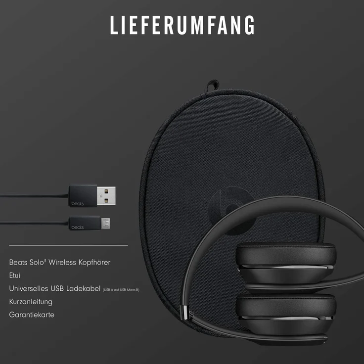 Beats Solo3 Apple W1 Chip On-Ear-Kopfhörer mit Bluetooth, Mikrofon, schwarz – Bild 12