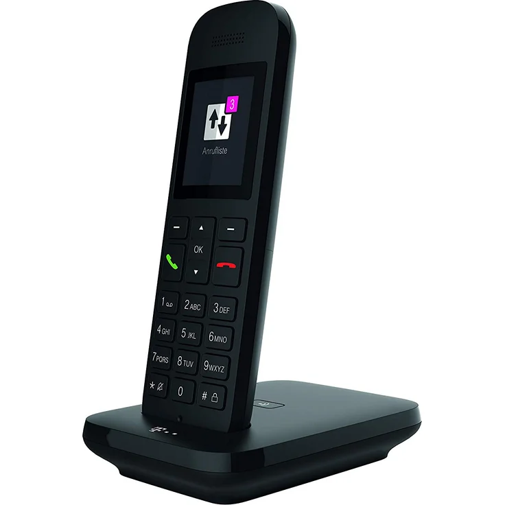 Telekom Sinus 12 Festnetz Telefon schnurlos, 5 cm Farbdisplay, beleuchtete Tastatur, anschlussunabhängige Nutzung an allen handelsüblichen Routern und Standardanschlüssen, Analog-Telefon mit Basis, schwarz – Bild 3