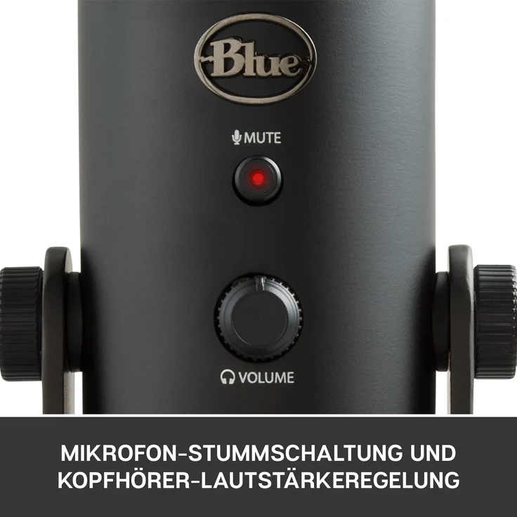 Blue Microphones Yeti USB-Mikrofon (für Aufnahme und Streaming auf PC und Mac, Drei Kondensatorkapseln, Vier Richtcharakteristiken, Kopfhörer-Ausgangs- und Lautstärkesteuerung,Plug und Play) blackout – Bild 3