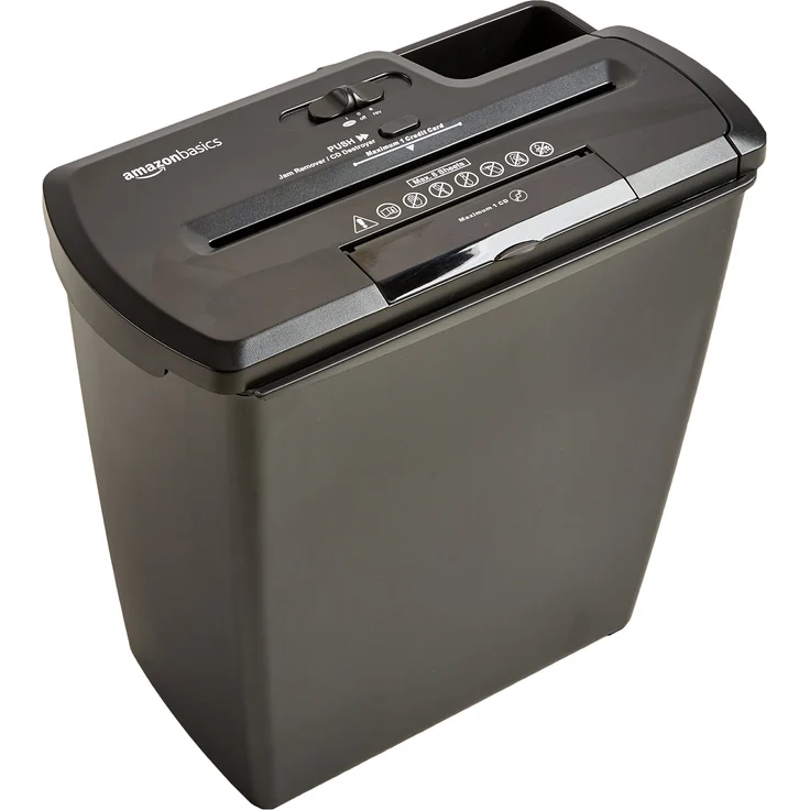 AmazonBasics Aktenvernichter, 7-8 Blatt, Streifenschnitt, CD-Schredder - Preisvergleich – Bild 1
