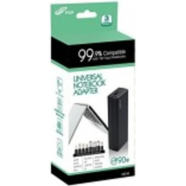 FSP Fortron NB Slim Universal Laptop-Adapter 90W, 100-240V, kompatibel mit 18~20V Laptops, Power Standby < 0.1W, 25.4mm Höhe, schwarz