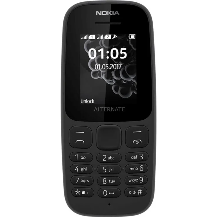 Nokia 105 Mobiltelefon (1, 8 Zoll Farbdisplay, FM Radio, 4 MB ROM, Dual-Sim) Schwarz, Version 2019 – Bild 1