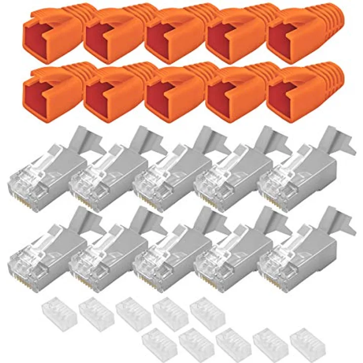 Cat7 Netzwerkstecker RJ45 Stecker Cat 6a 7 Verlegekabel Knickschutz AWG23