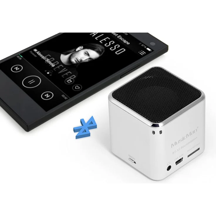 Technaxx MusicMan mini Wireless Soundstation BT-X2 Bluetooth-Lautsprecher mit Kartenleser, silber – Bild 5