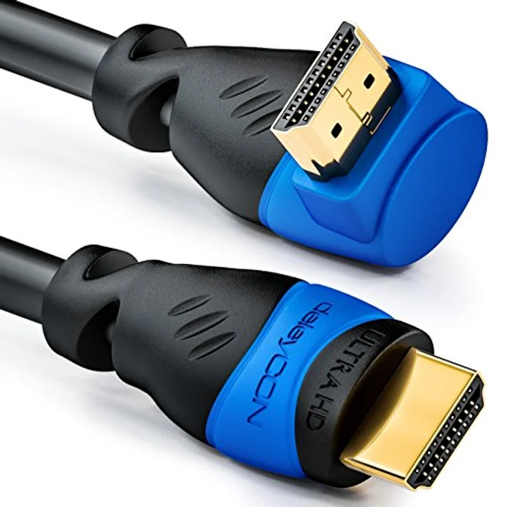 deleyCON 0,5m HDMI 270° Grad Winkel Kabel - kompatibel zu HDMI 2.0/1.4 - UHD / 4K / HDR / 3D / 1080p / 2160p / ARC - High Speed mit Ethernet Schwarz