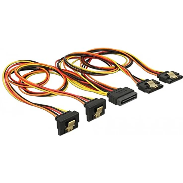 DeLOCK - Netz-Splitter - SATA Leistung (S) eingerastet bis SATA Leistung (R) Metallclip - 3,3 / 5 / 12 V - 50cm - Schwarz, Gelb, Rot, orange (60152)
